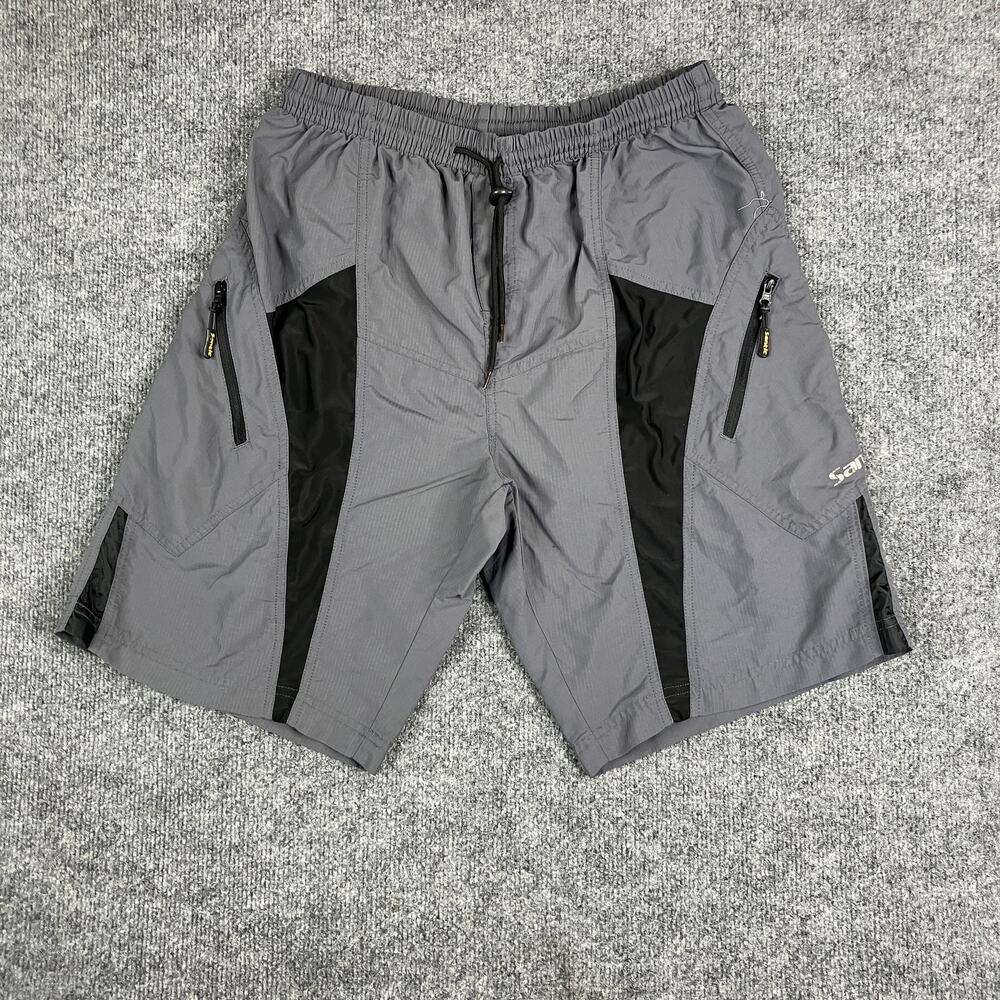 Santic Active Shorts Mens  S‎ Gray Black Zip Pocket Performance Lightweight